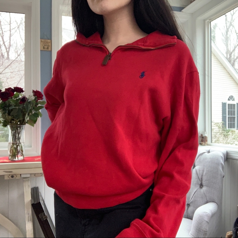 🌼Polo quarter-zip pullover sweater - Picture 1 of 4